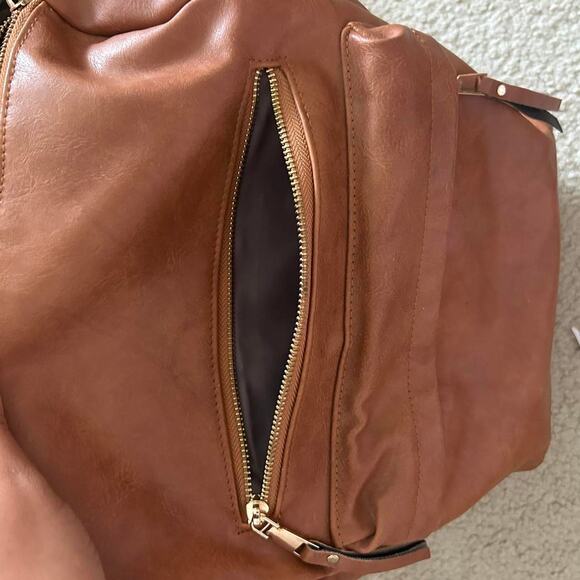 Brown leather backpack with - Picture 7 of 8